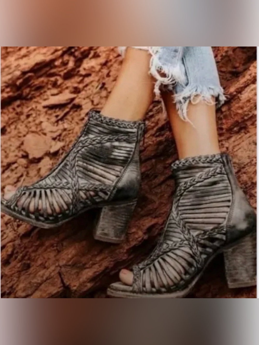 NEW Freebird by Steven “Bela” Caged Ankle Sandal/Boot - 9 - Distressed Black